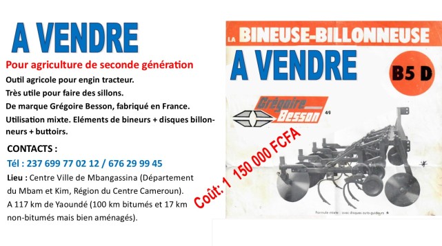 VENTE D'UNE BILLONNEUSE